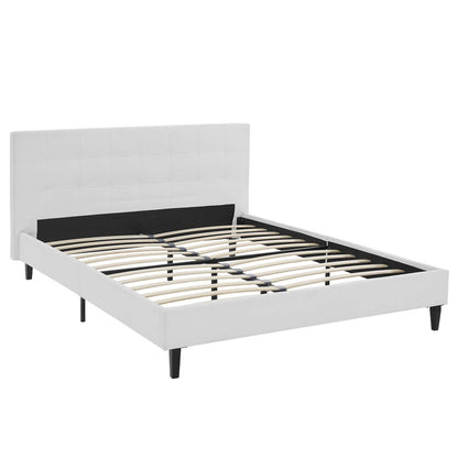 Linnea Full Faux Leather Bed, White, Faux Leather 12230