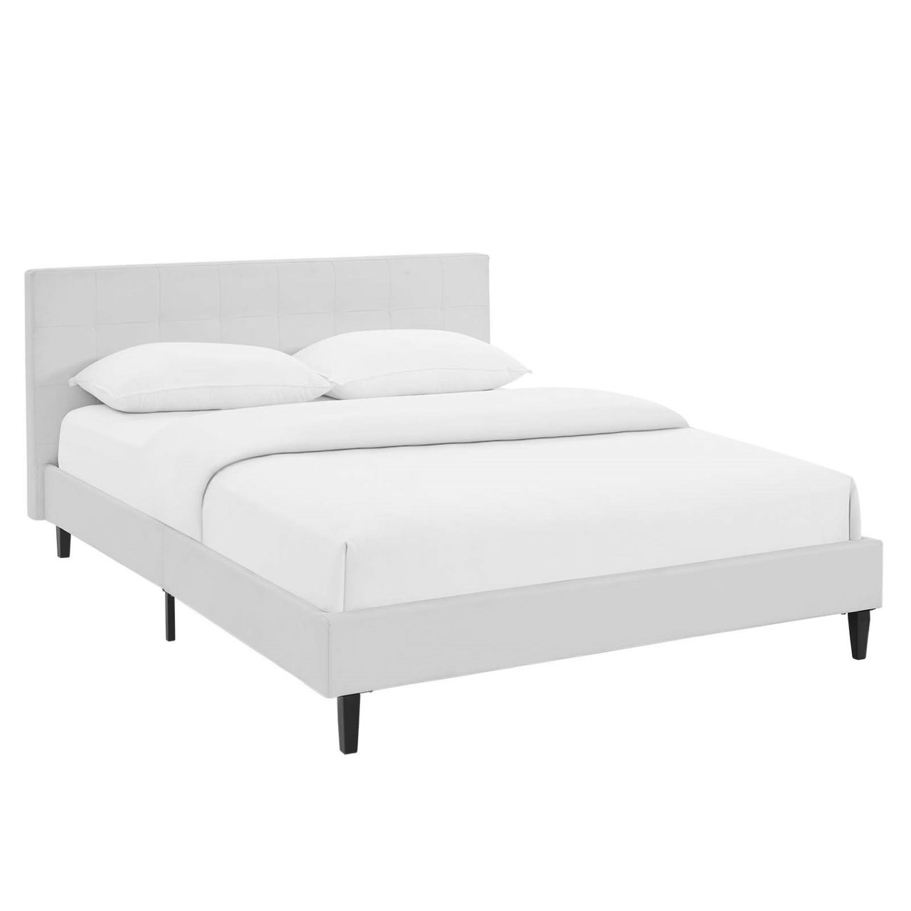 Linnea Full Faux Leather Bed, White, Faux Leather 12230