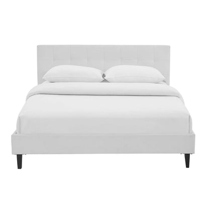Linnea Full Faux Leather Bed, White, Faux Leather 12230