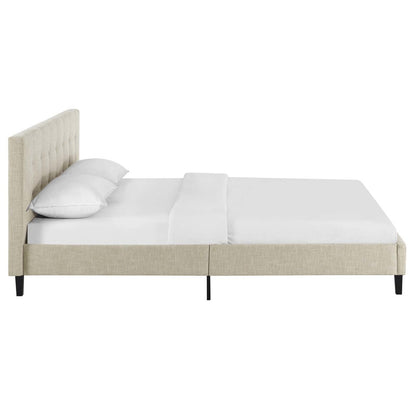 Linnea Full Bed, Full Size, Fabric, Beige, 14376