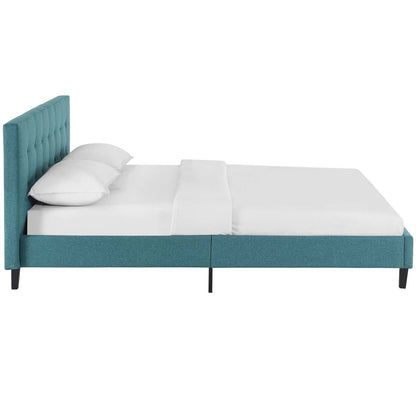 Linnea Full Bed, Full Size, Fabric, Aqua Blue, 15079