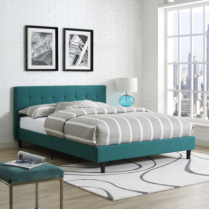 Linnea Full Bed, Full Size, Fabric, Aqua Blue, 15079