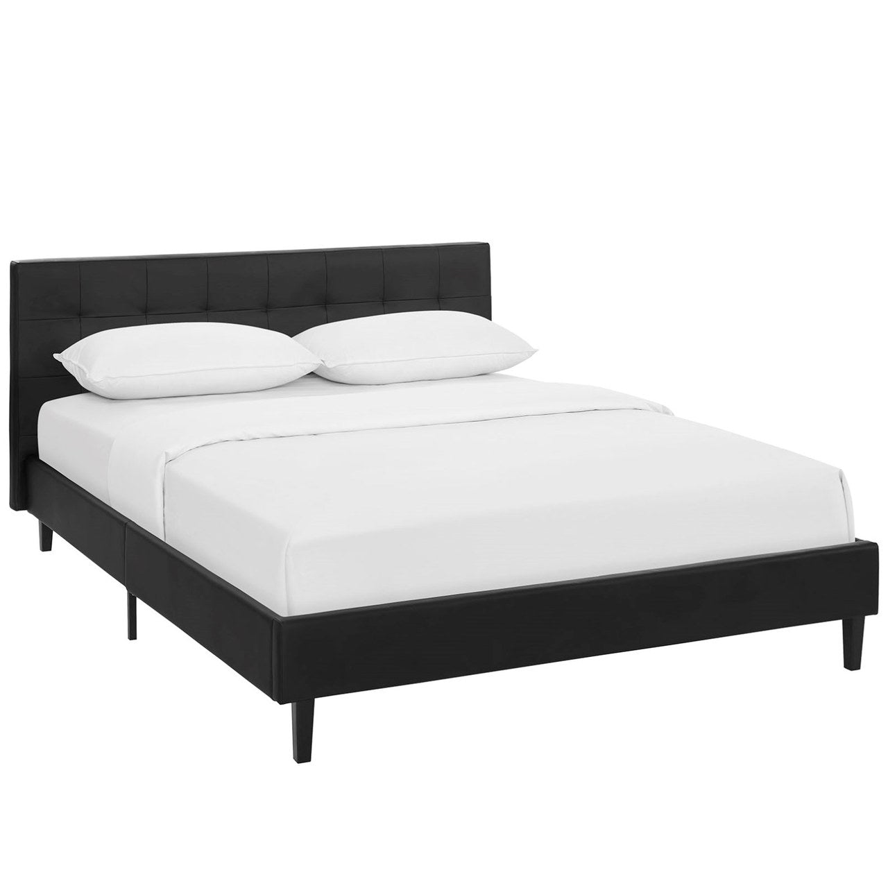 Linnea Queen Vinyl Bed, Black, Faux Leather 12236