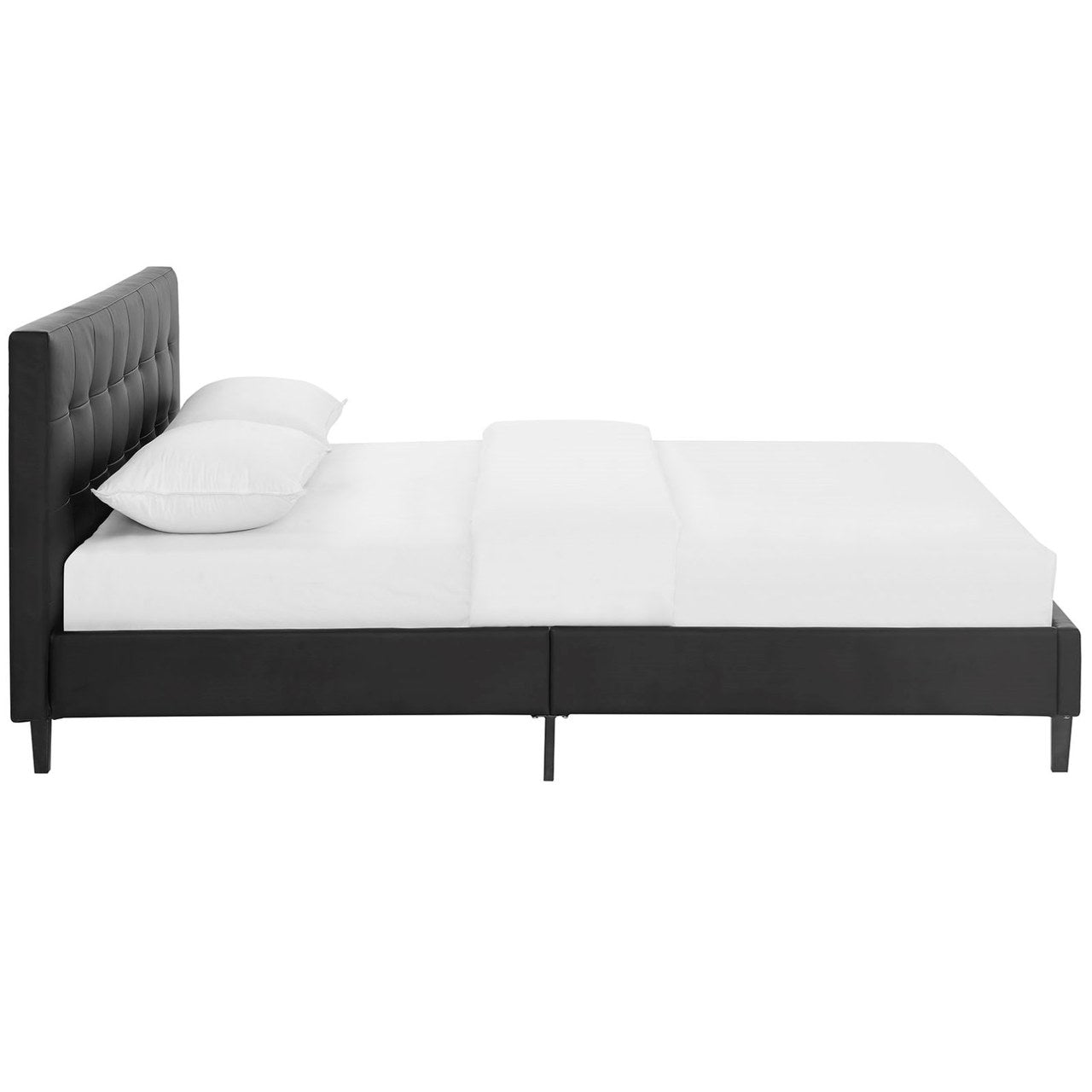 Linnea Queen Vinyl Bed, Black, Faux Leather 12236
