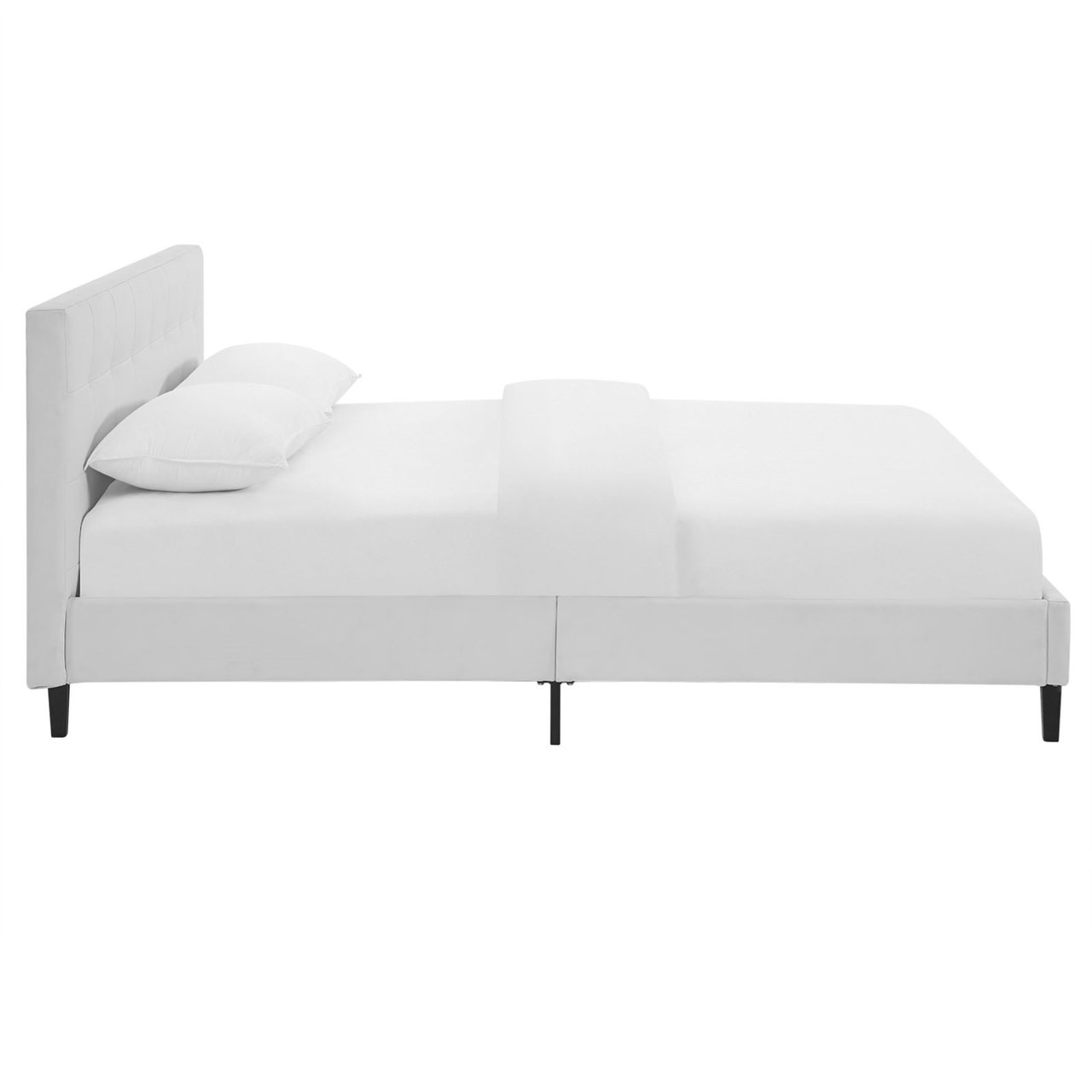 Linnea Queen Vinyl Bed, White, Faux Leather 12237