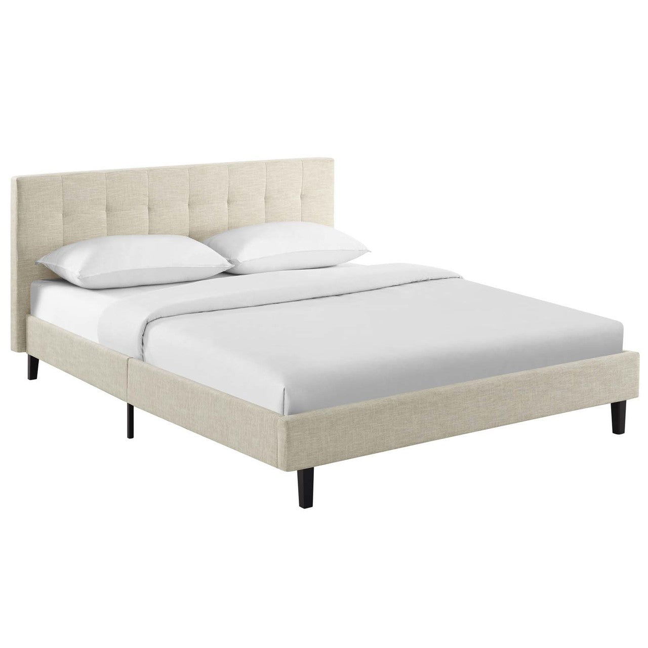 Linnea Queen Fabric Bed, Queen Size, Fabric, Beige, 14377
