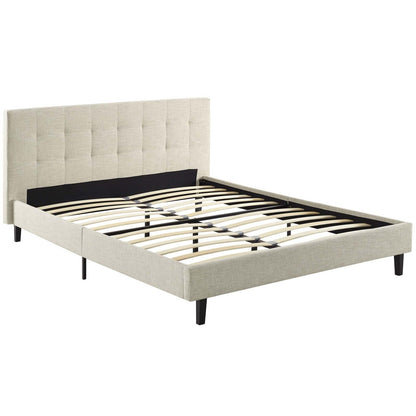 Linnea Queen Fabric Bed, Queen Size, Fabric, Beige, 14377