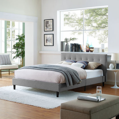 Linnea Queen Fabric Bed, Grey, Fabric 12241