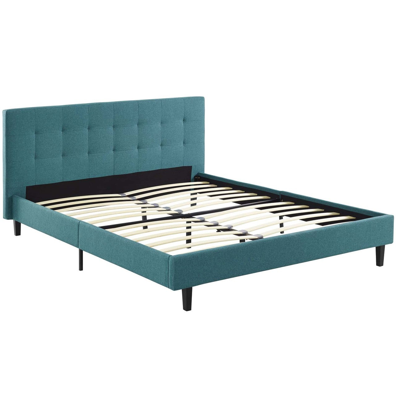 Linnea Queen Fabric Bed, Queen Size, Fabric, Aqua Blue, 14378