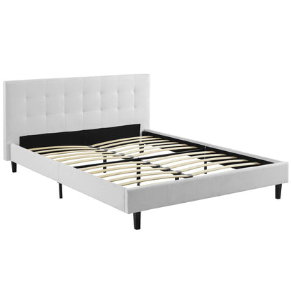 Linnea Queen Fabric Bed, Queen Size, Fabric, White, 14379