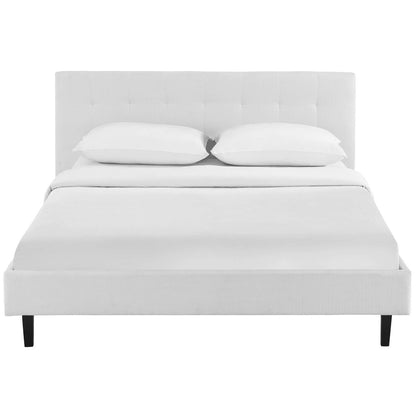 Linnea Queen Fabric Bed, Queen Size, Fabric, White, 14379