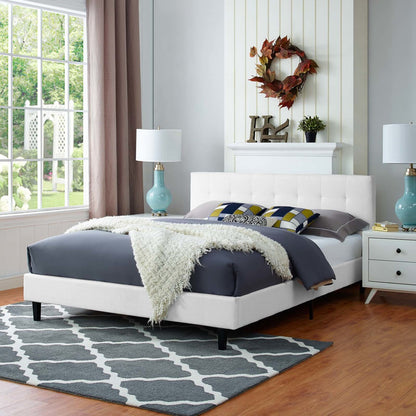 Linnea Queen Fabric Bed, Queen Size, Fabric, White, 14379