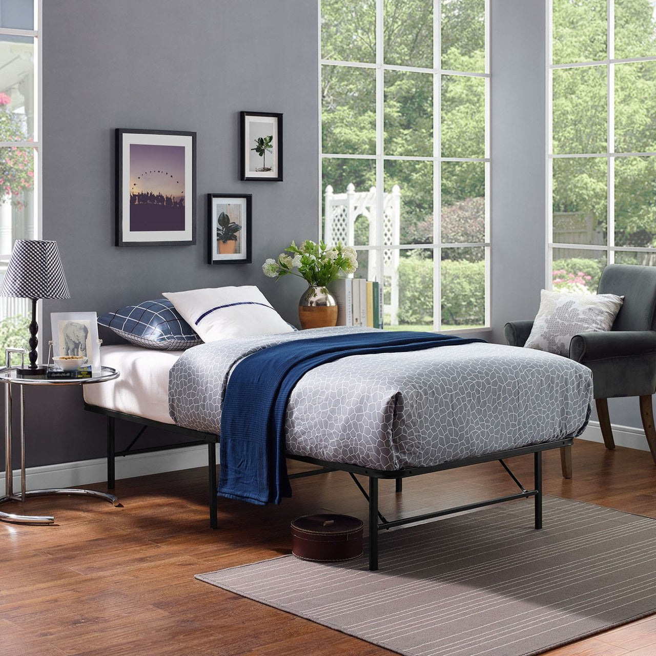 Horizon Twin Stainless Steel Bed Frame, Brown, Metal 12243