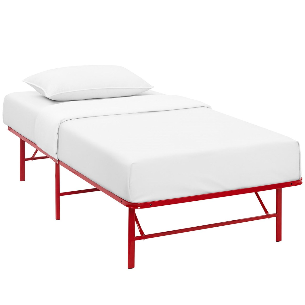 Horizon Twin Stainless Steel Bed Frame, Red, Metal 12248