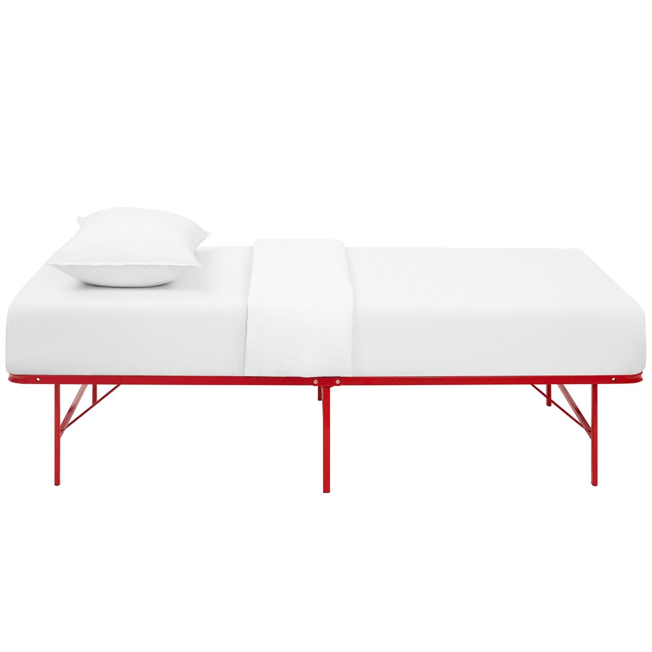 Horizon Twin Stainless Steel Bed Frame, Red, Metal 12248