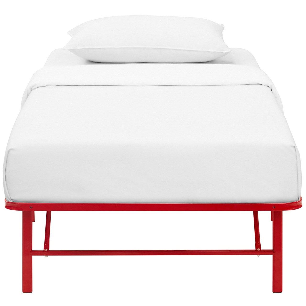 Horizon Twin Stainless Steel Bed Frame, Red, Metal 12248