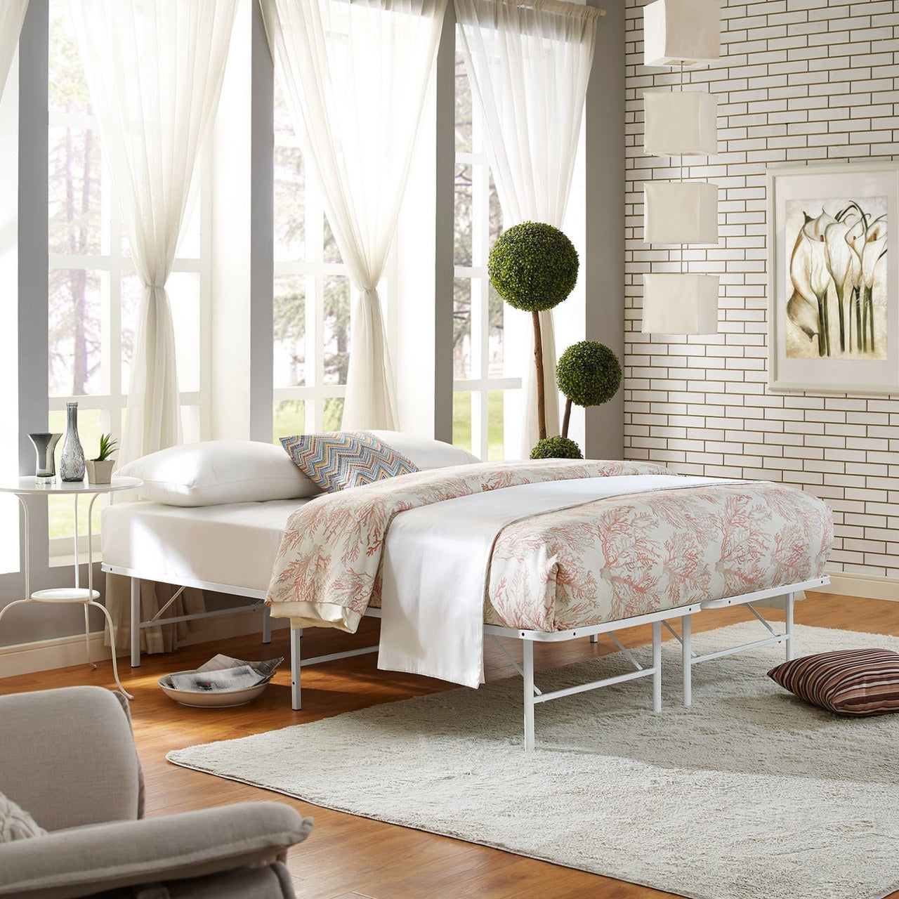 Horizon Full Stainless Steel Bed Frame, White, Metal 12258