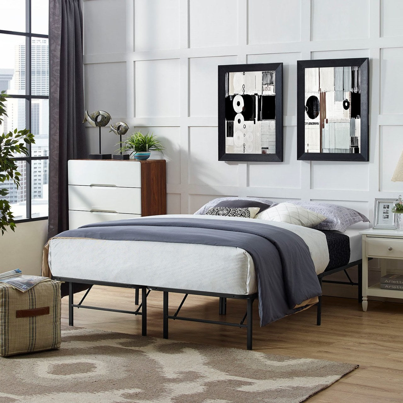 Horizon Queen Stainless Steel Bed Frame, Brown, Metal 12260
