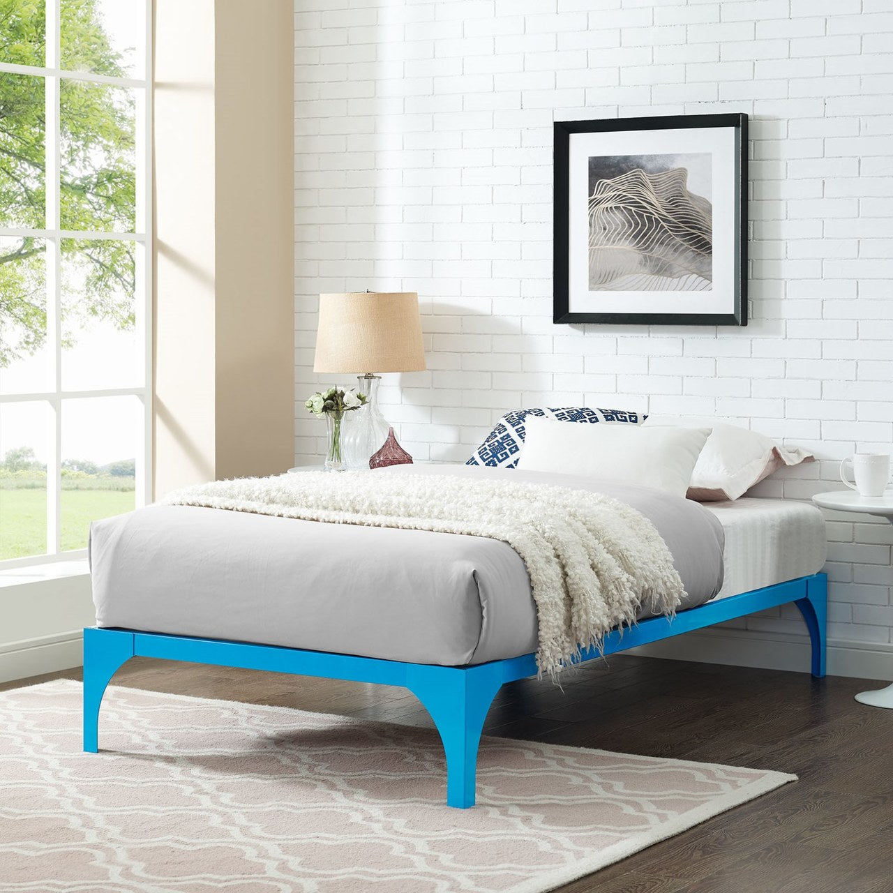 Ollie Twin Bed Frame, Blue, Metal 12271