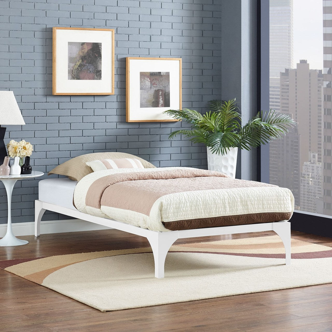 Ollie Twin Bed Frame, White, Metal 12275