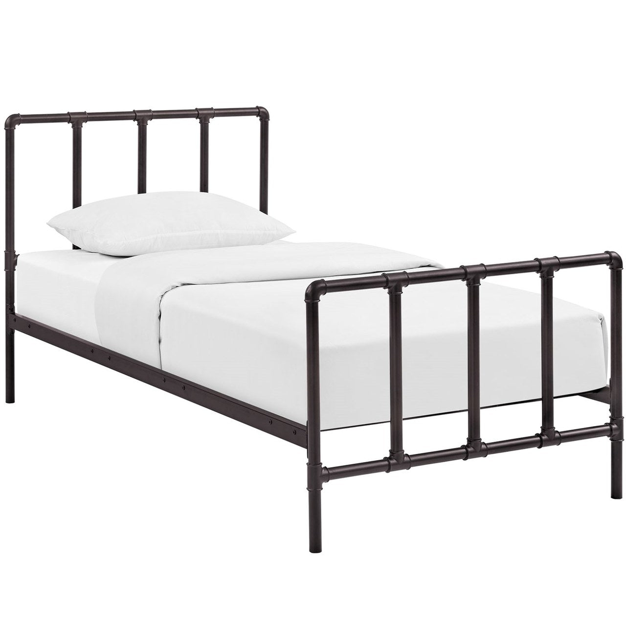 Dower Twin Bed, Brown, Metal 12289