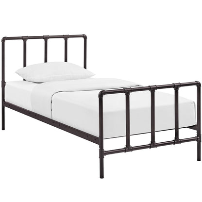 Dower Twin Bed, Brown, Metal 12289