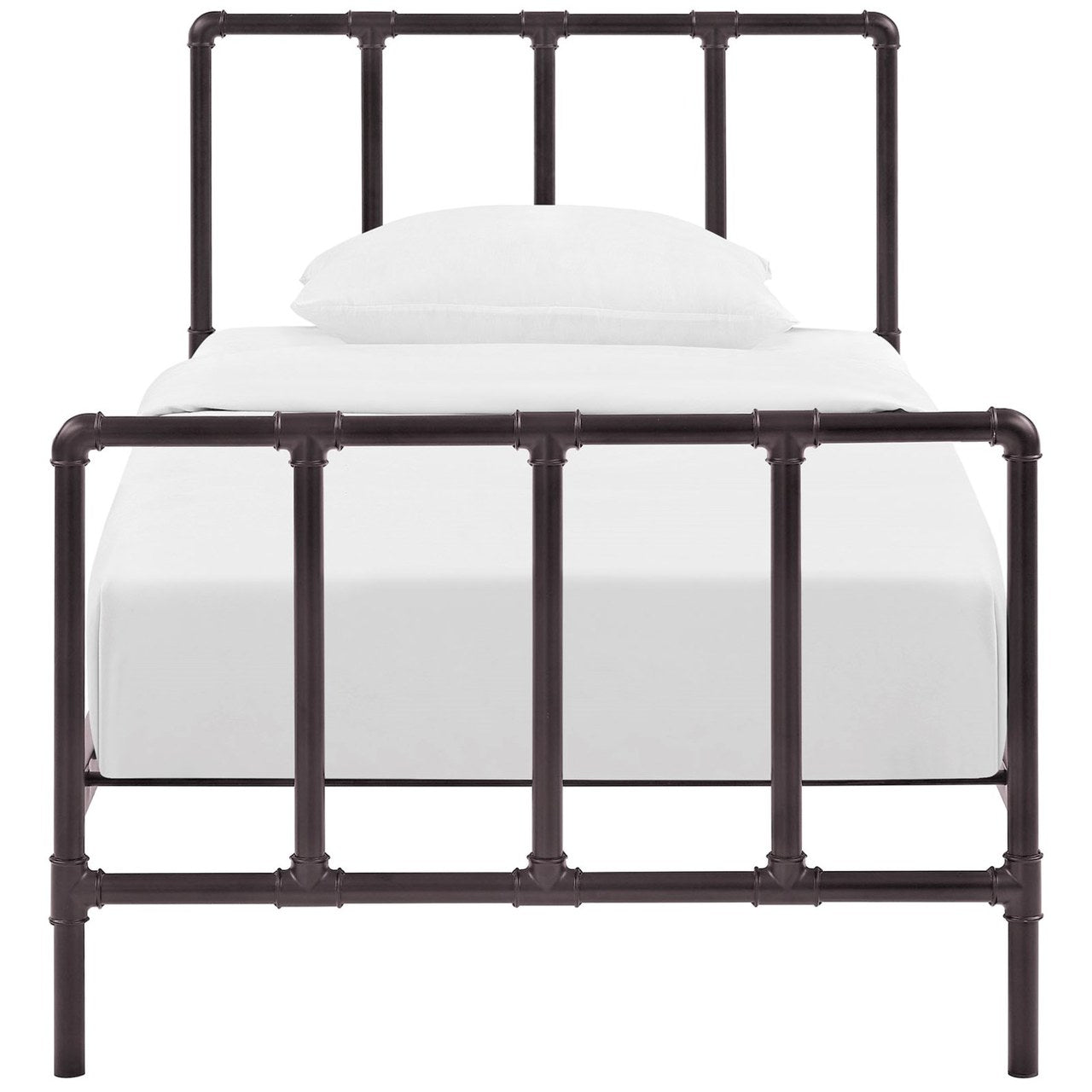 Dower Twin Bed, Brown, Metal 12289