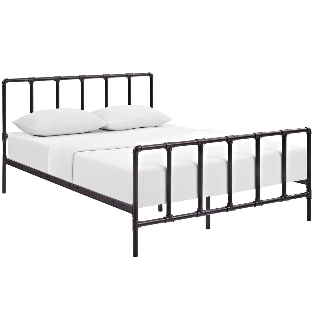 Dower Queen Stainless Steel Bed, Brown, Metal 12295