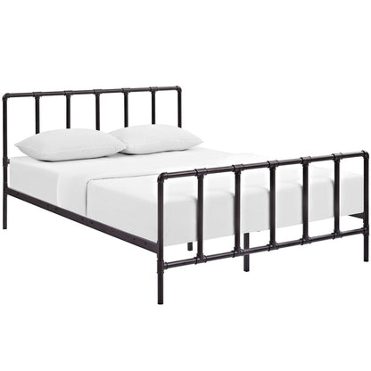 Dower Queen Stainless Steel Bed, Brown, Metal 12295