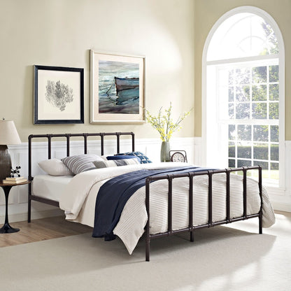 Dower Queen Stainless Steel Bed, Brown, Metal 12295