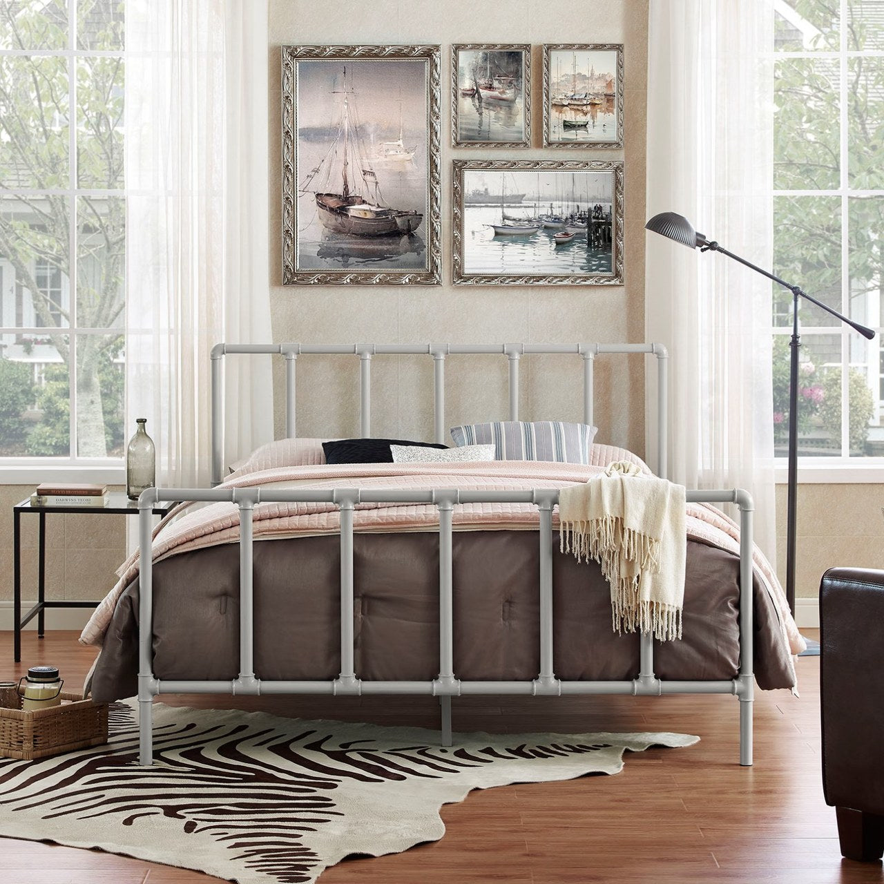 Dower Queen Stainless Steel Bed, Grey, Metal 12296