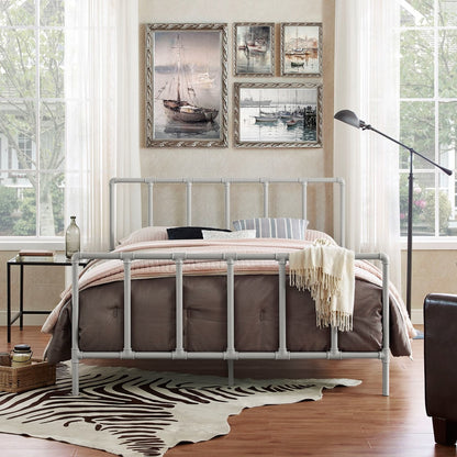 Dower Queen Stainless Steel Bed, Grey, Metal 12296