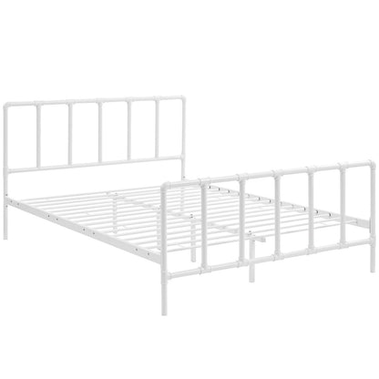 Dower Queen Stainless Steel Bed, White, Metal 12297
