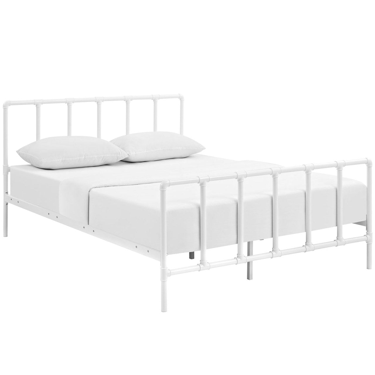Dower Queen Stainless Steel Bed, White, Metal 12297