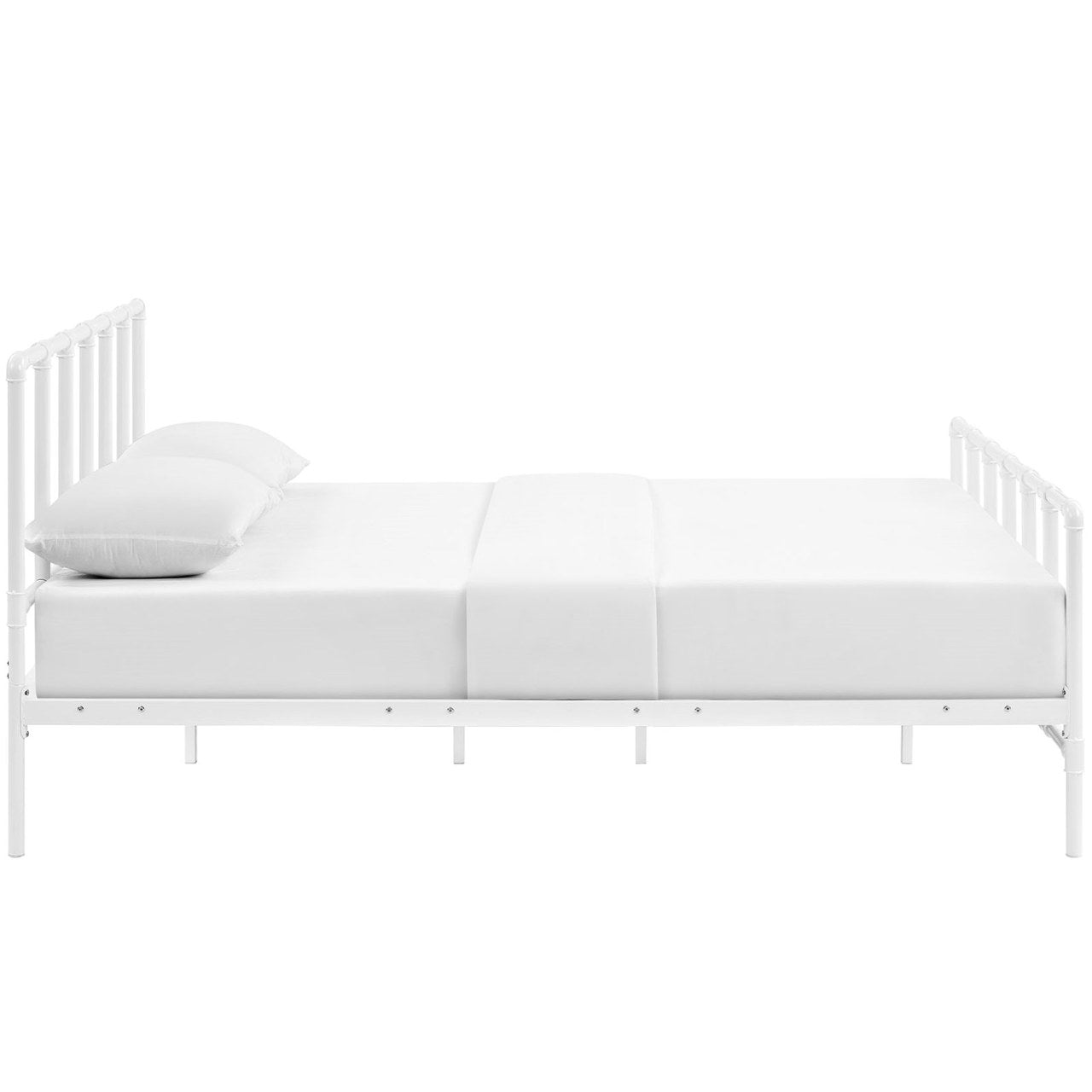 Dower Queen Stainless Steel Bed, White, Metal 12297