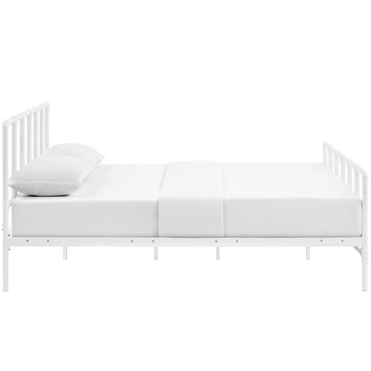 Dower Queen Stainless Steel Bed, White, Metal 12297