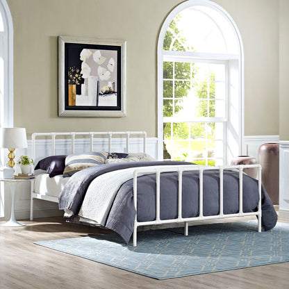 Dower Queen Stainless Steel Bed, White, Metal 12297