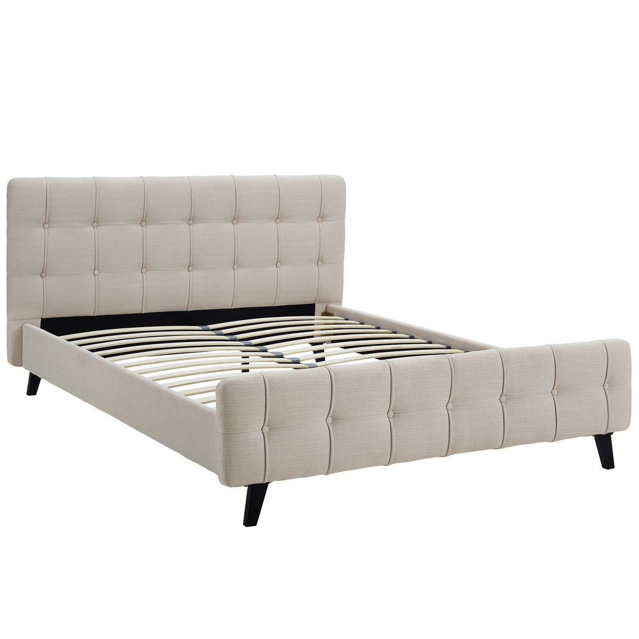 Ophelia Queen Fabric Bed, Beige, Fabric 12358
