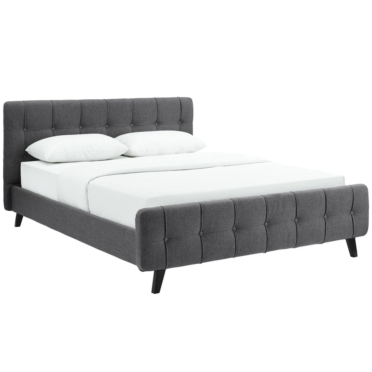 Ophelia Queen Fabric Bed, Grey, Fabric 12359