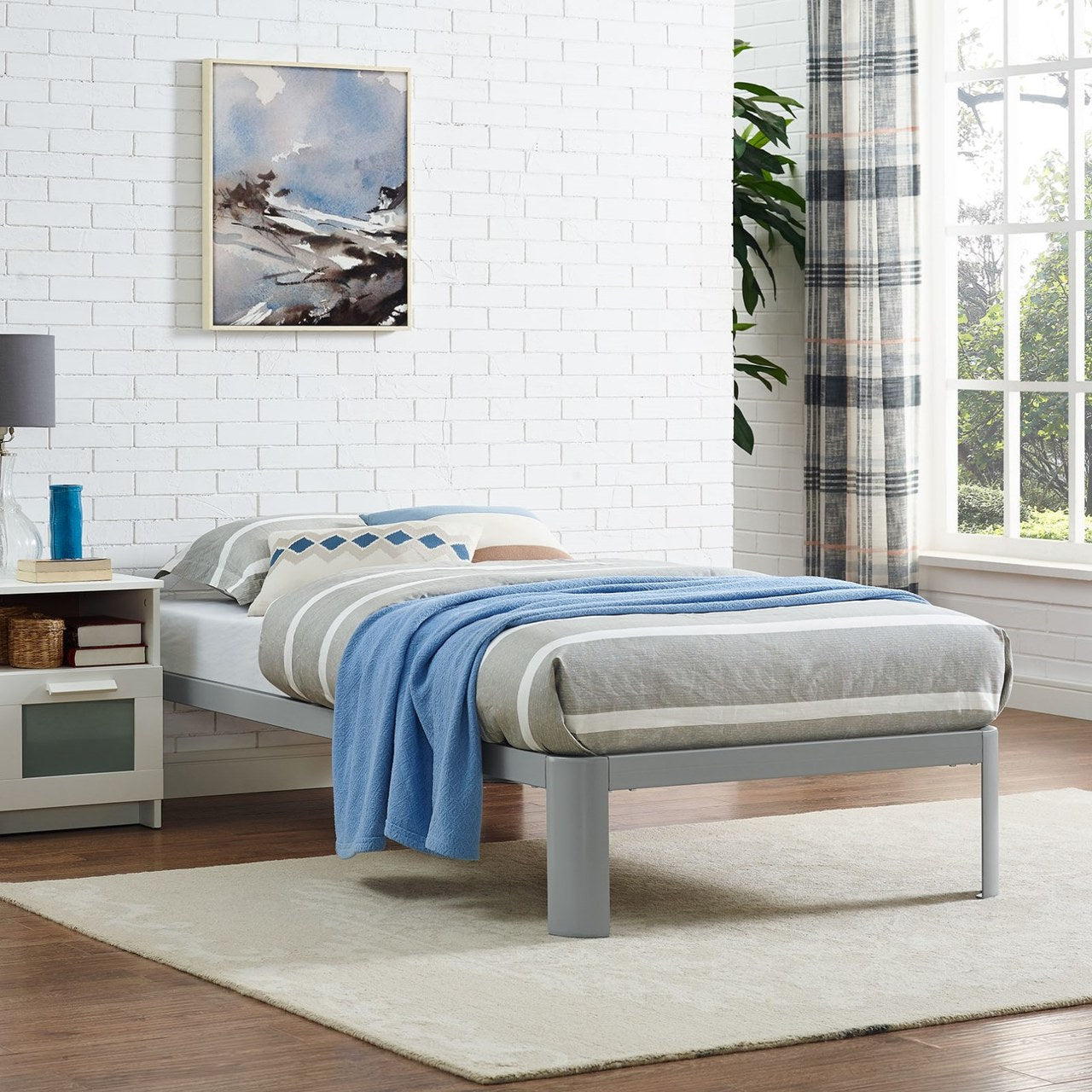 Corinne Twin Bed Frame, Grey, Metal 12362