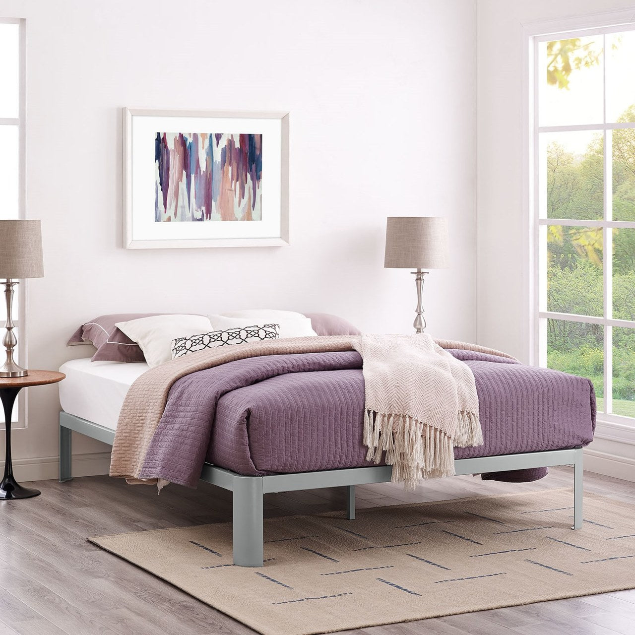 Corinne Queen Bed Frame, Grey, Metal 12368