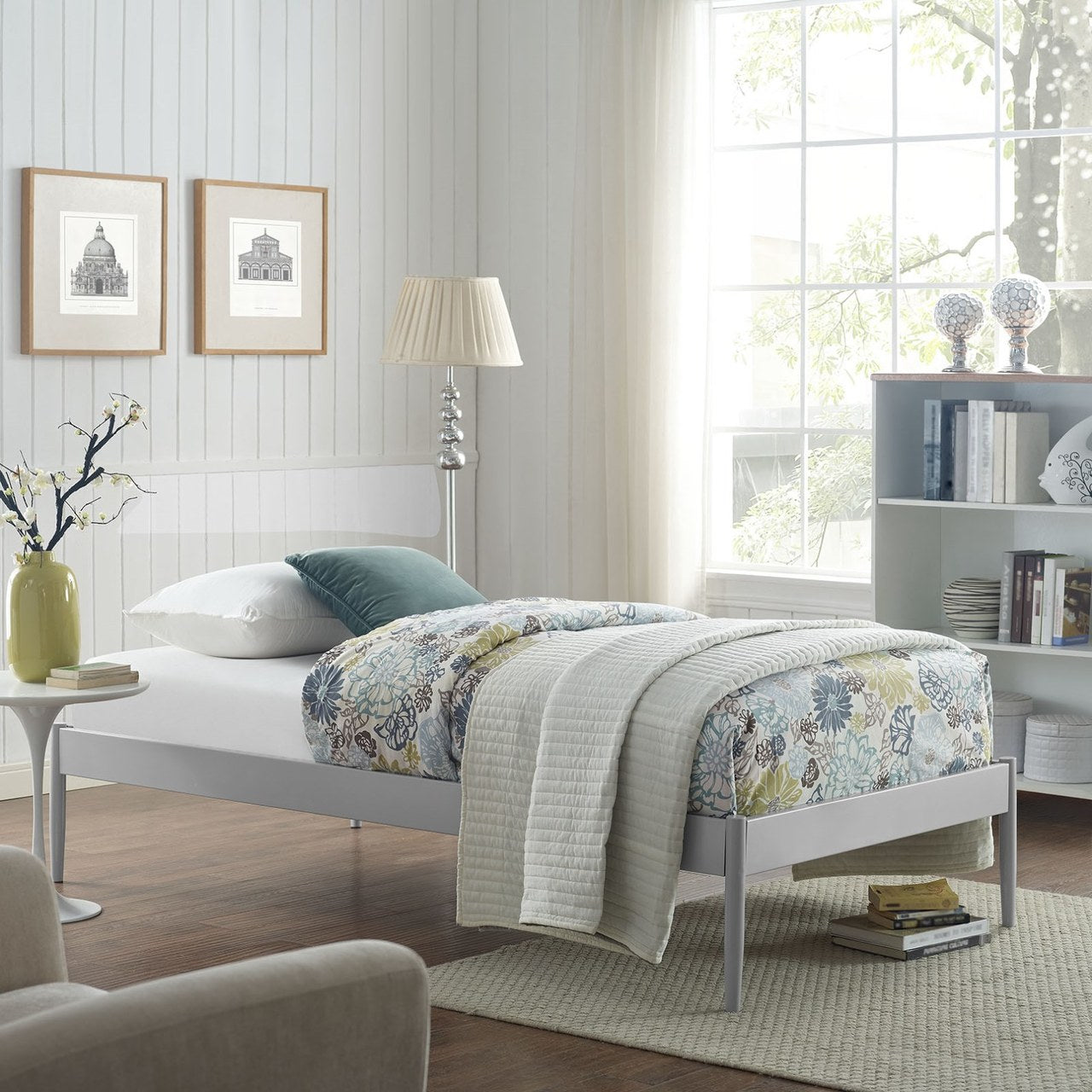Elsie Twin Bed Frame, Grey, Metal 12374