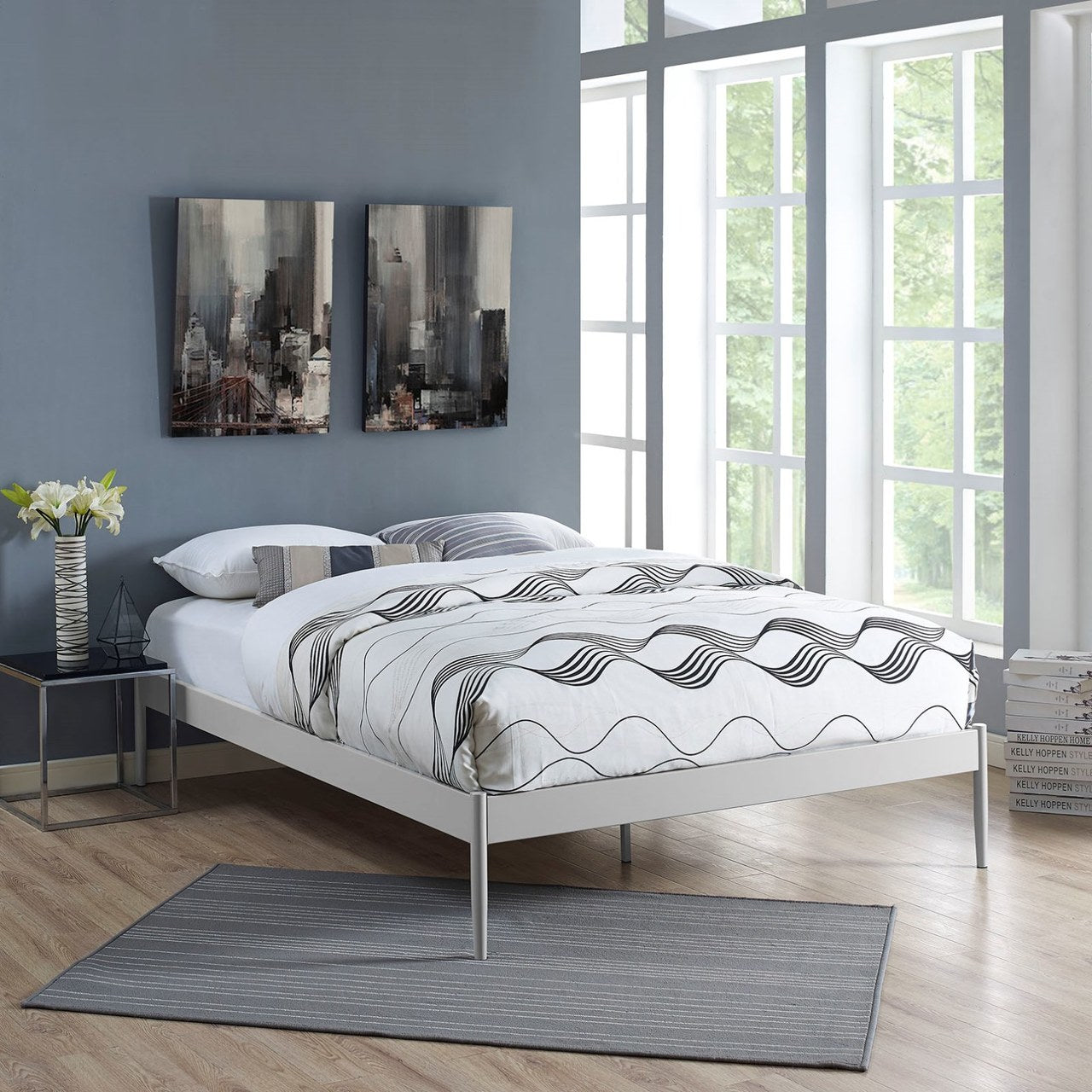 Elsie King Bed Frame, Grey, Metal 12383