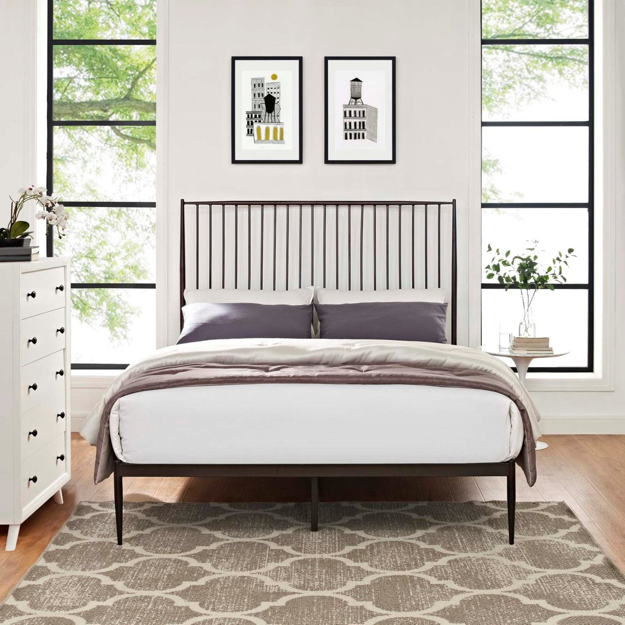 Annika Queen Platform Bed, Brown, Metal 12385