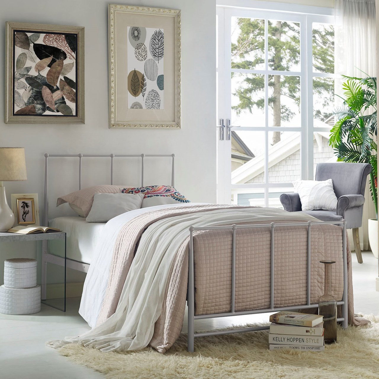 Estate Twin Bed, Grey, Metal 12389