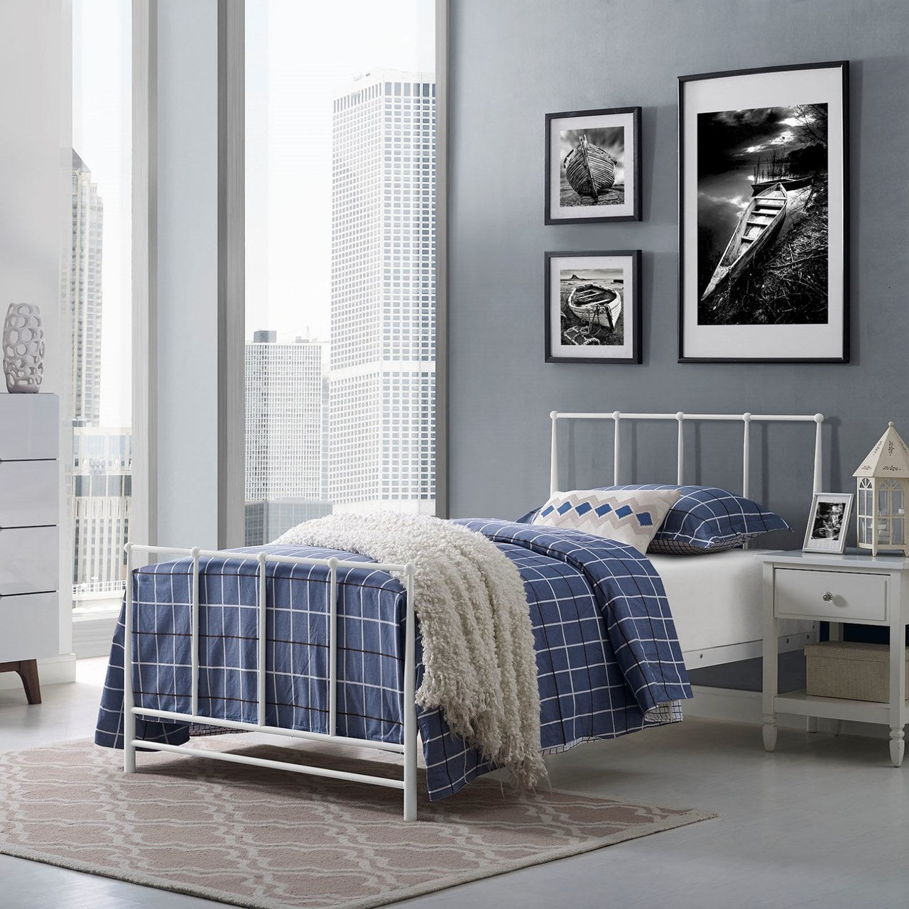 Estate Twin Bed, White, Metal 12390