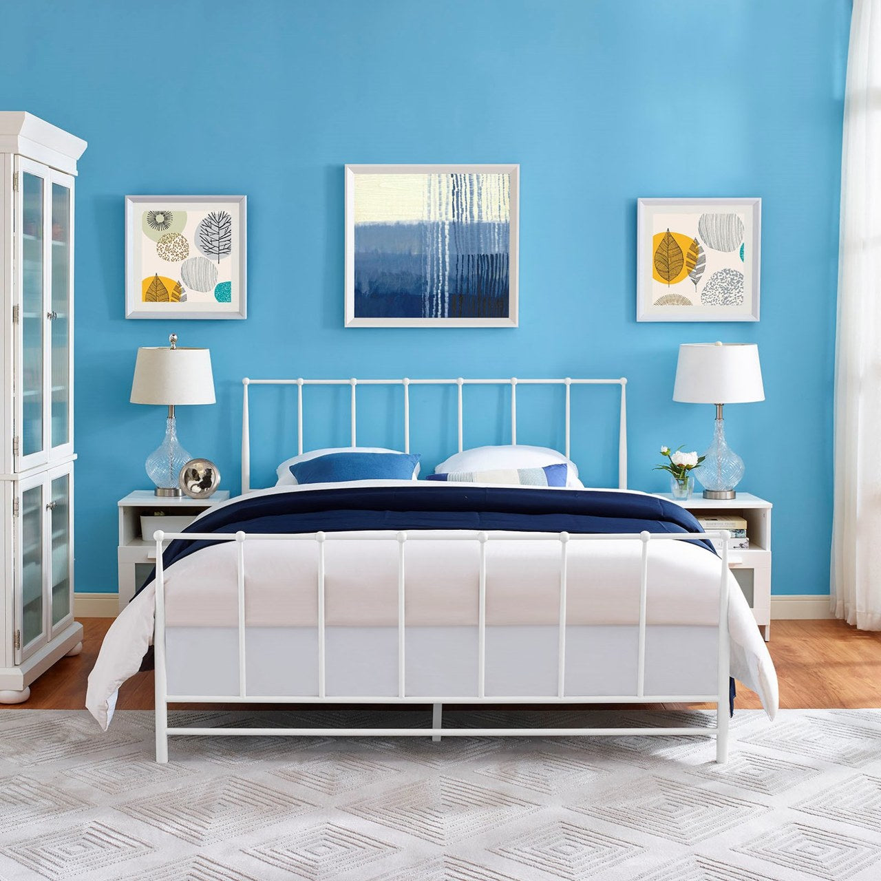 Estate Queen Bed, White, Metal 12396