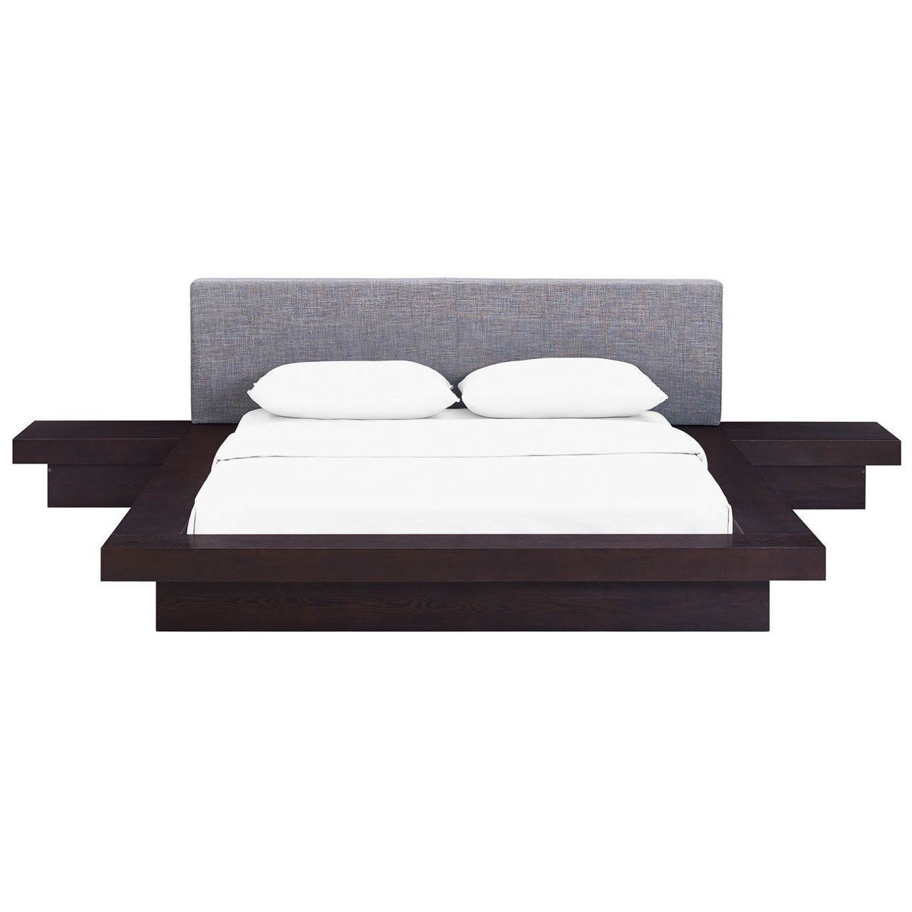 Freja Three PCS Queen Fabric Bedroom Set, Grey, Fabric 12425