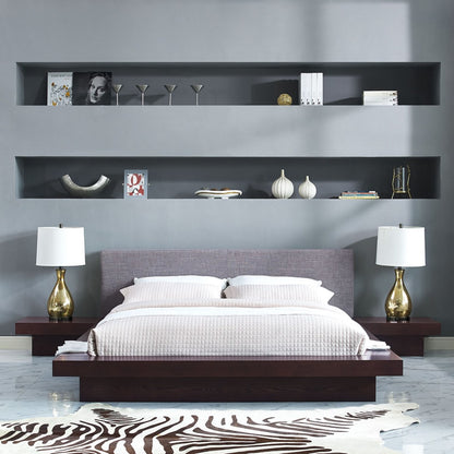 Freja Three PCS Queen Fabric Bedroom Set, Grey, Fabric 12425