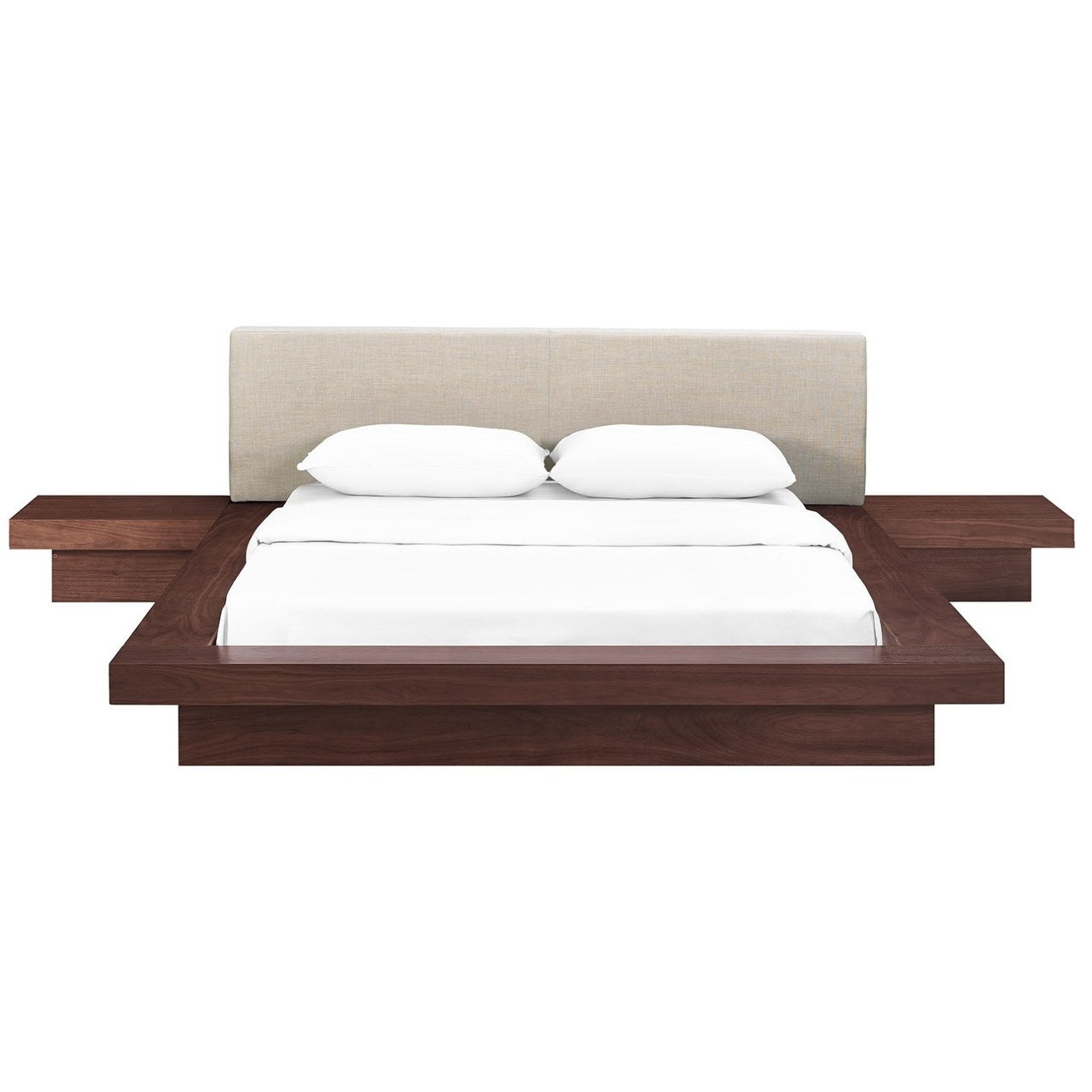 Freja Three PCS Queen Fabric Bedroom Set, Beige, Wood 12428